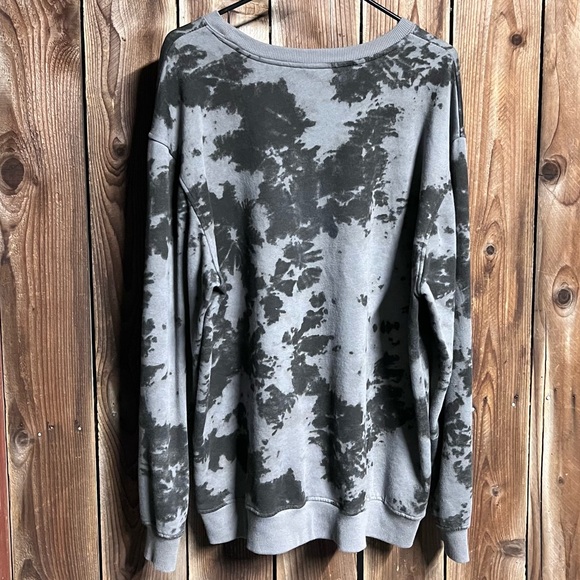 Pusheen Black & Gray Spooky Stormy Tie Dye Fleece Lined Pullover Sweatshirt XL - Picture 8 of 9